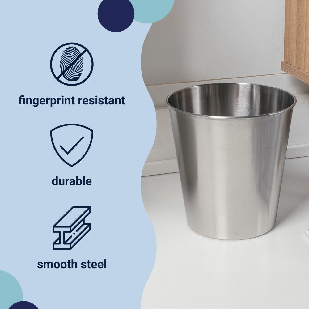 Nolan Modern Classic Smooth Steel 2-Gallon Wastebasket