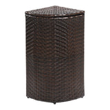 Fernhaven 15.56-Gallon All-Weather Wicker/Metal Corner Hideaway Outdoor Trash Can