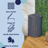 Fernhaven 15.56-Gallon All-Weather Wicker/Metal Corner Hideaway Outdoor Trash Can