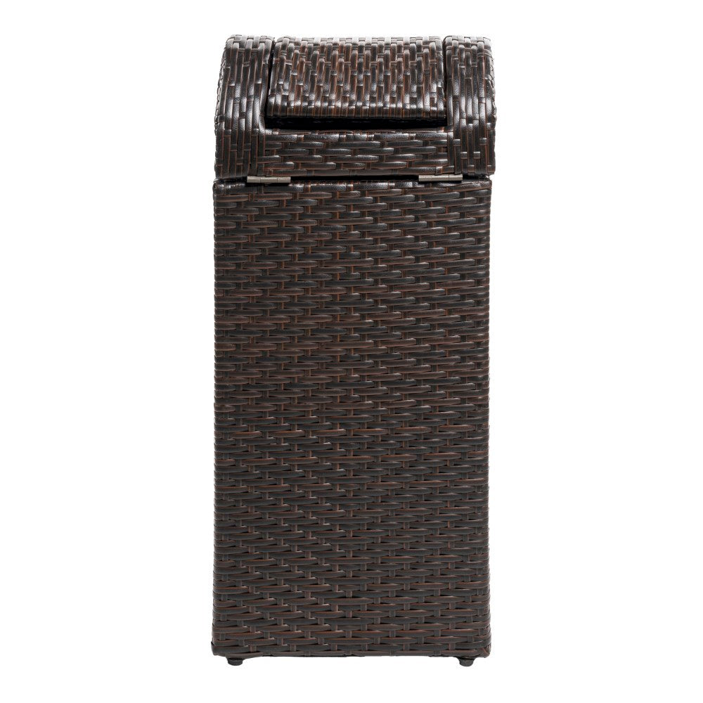 Connie 14.27-Gallon All-Weather Wicker/Metal Swing Top Hideaway Outdoor Trash Can
