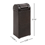 Connie 14.27-Gallon All-Weather Wicker/Metal Swing Top Hideaway Outdoor Trash Can