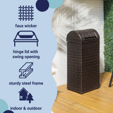 Connie 14.27-Gallon All-Weather Wicker/Metal Swing Top Hideaway Outdoor Trash Can