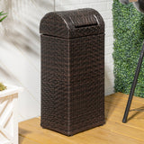 Connie 14.27-Gallon All-Weather Wicker/Metal Swing Top Hideaway Outdoor Trash Can