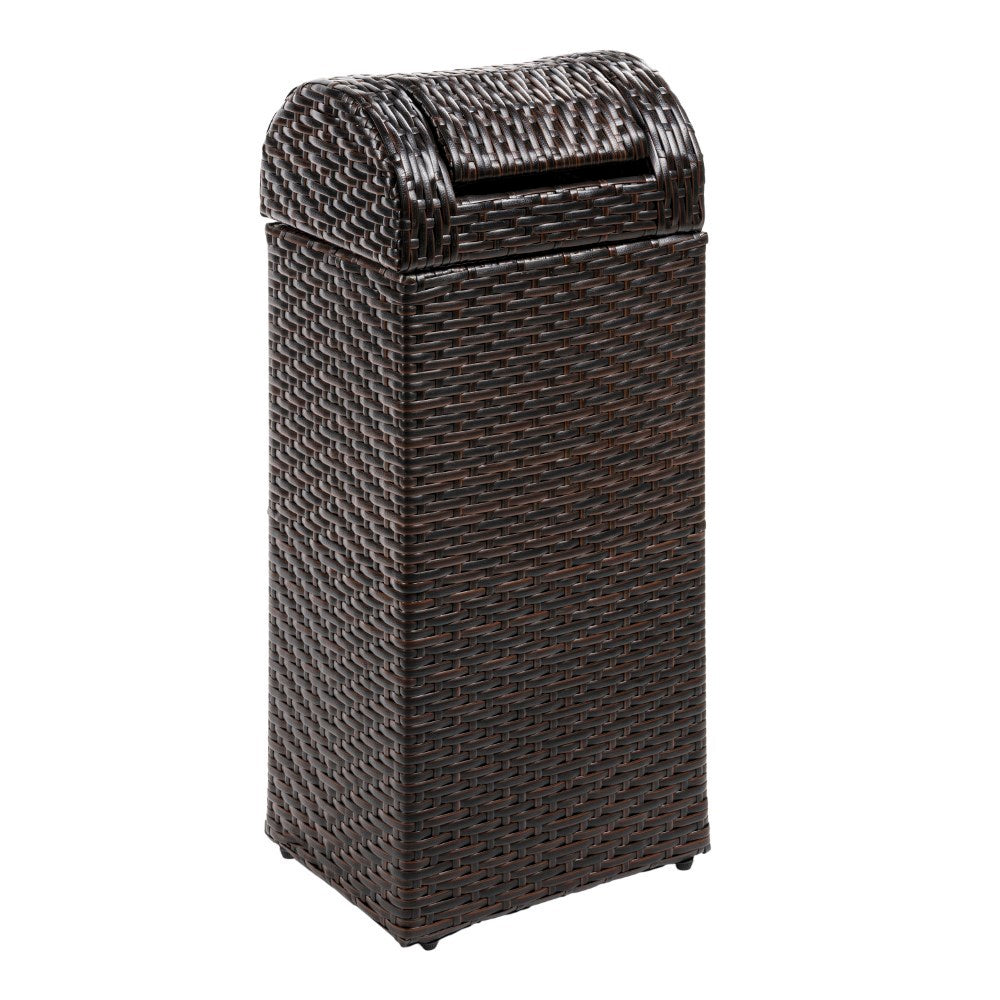 Connie 14.27-Gallon All-Weather Wicker/Metal Swing Top Hideaway Outdoor Trash Can