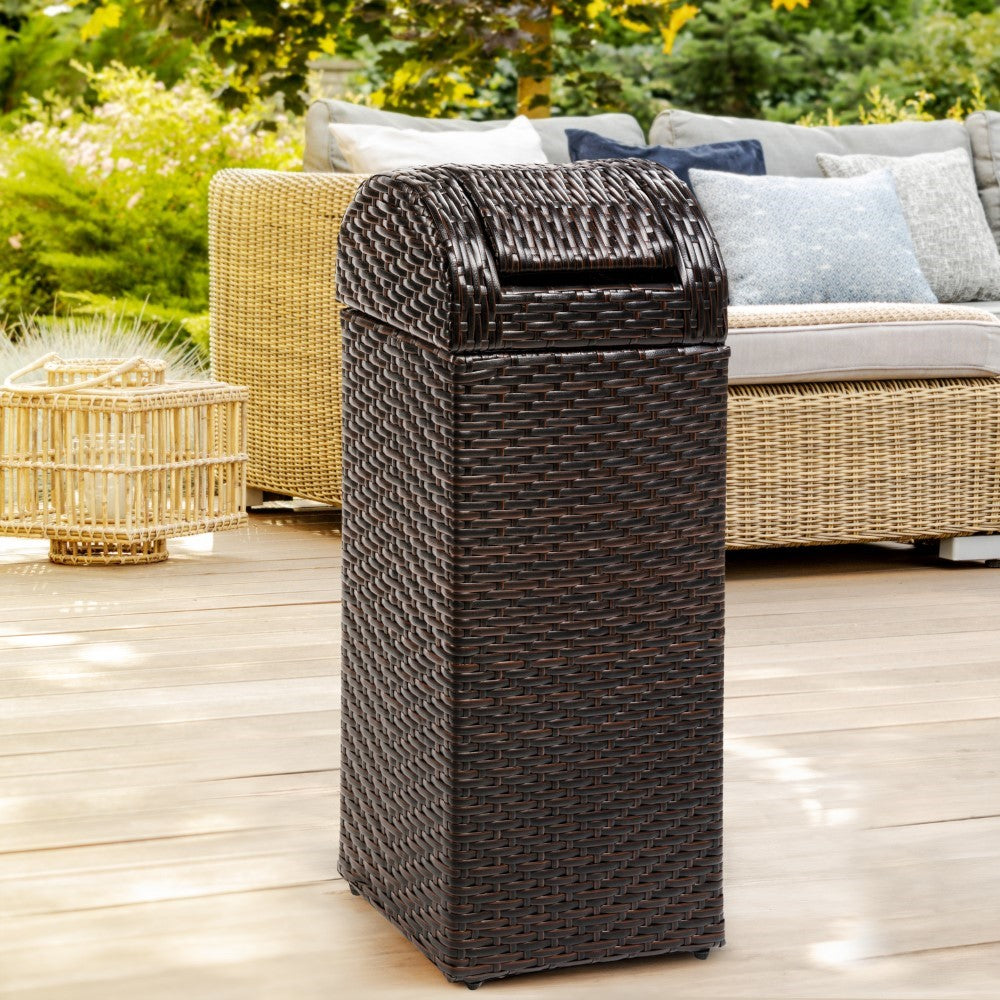 Connie 14.27-Gallon All-Weather Wicker/Metal Swing Top Hideaway Outdoor Trash Can