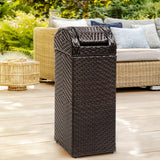 Connie 14.27-Gallon All-Weather Wicker/Metal Swing Top Hideaway Outdoor Trash Can