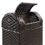 Connie 14.27-Gallon All-Weather Wicker/Metal Swing Top Hideaway Outdoor Trash Can