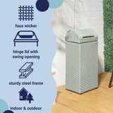 Connie 14.27-Gallon All-Weather Wicker/Metal Swing Top Hideaway Outdoor Trash Can