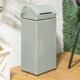 Connie 14.27-Gallon All-Weather Wicker/Metal Swing Top Hideaway Outdoor Trash Can