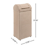 Connie 14.27-Gallon All-Weather Wicker/Metal Swing Top Hideaway Outdoor Trash Can