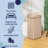 Connie 14.27-Gallon All-Weather Wicker/Metal Swing Top Hideaway Outdoor Trash Can