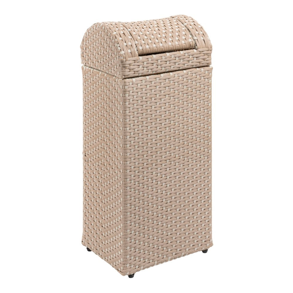 Connie 14.27-Gallon All-Weather Wicker/Metal Swing Top Hideaway Outdoor Trash Can