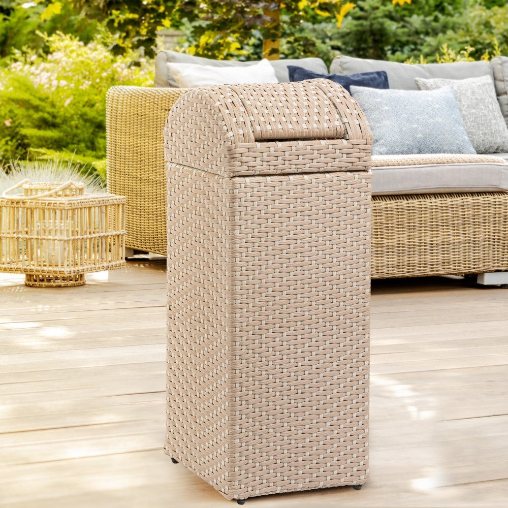 Connie 14.27-Gallon All-Weather Wicker/Metal Swing Top Hideaway Outdoor Trash Can