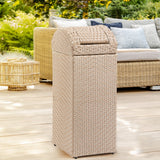 Connie 14.27-Gallon All-Weather Wicker/Metal Swing Top Hideaway Outdoor Trash Can
