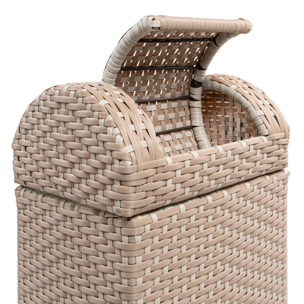 Connie 14.27-Gallon All-Weather Wicker/Metal Swing Top Hideaway Outdoor Trash Can