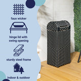 Connie 14.27-Gallon All-Weather Wicker/Metal Swing Top Hideaway Outdoor Trash Can