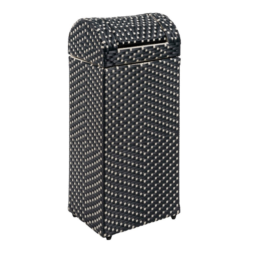 Connie 14.27-Gallon All-Weather Wicker/Metal Swing Top Hideaway Outdoor Trash Can