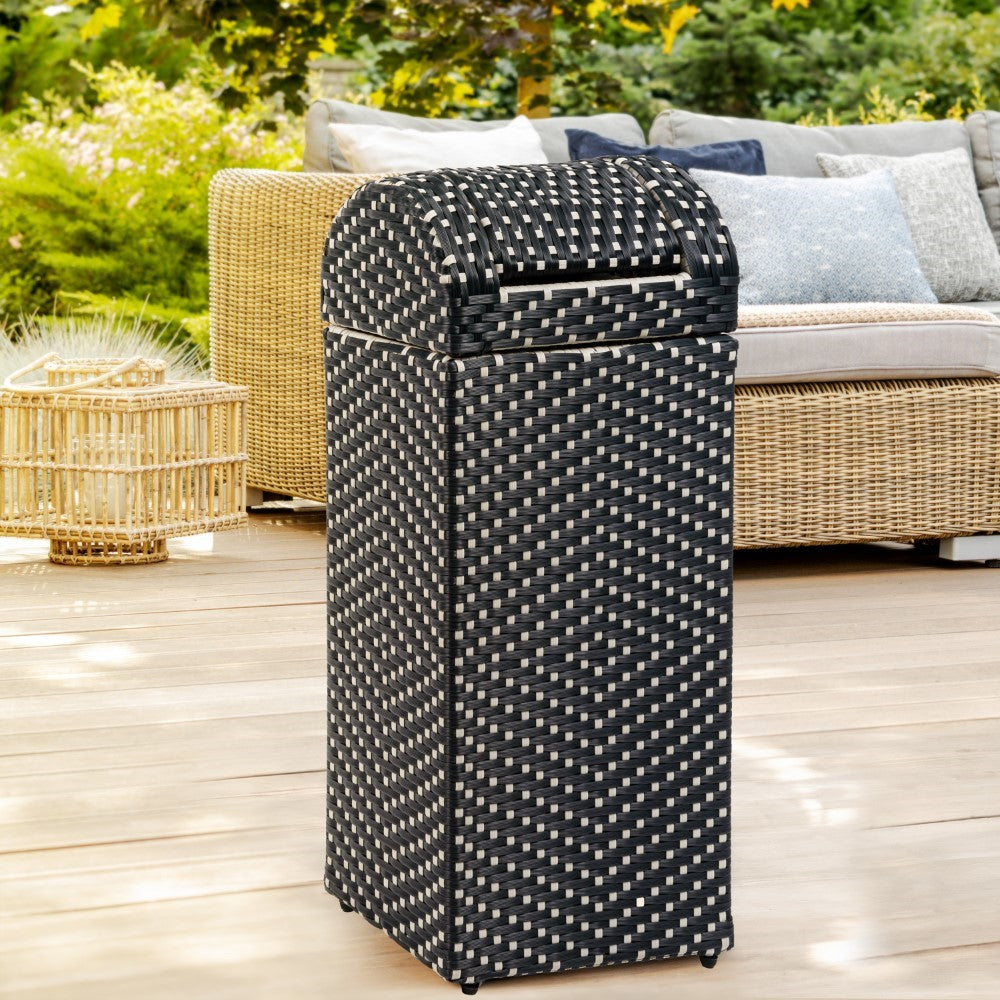 Connie 14.27-Gallon All-Weather Wicker/Metal Swing Top Hideaway Outdoor Trash Can