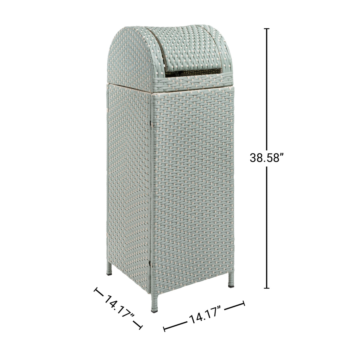 Nivoria 31.39-Gallon All-Weather Wicker/Metal Swing Top Hideaway Outdoor Trash Can