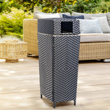 Frostbloom Modern 24.13-Gallon All-Weather Wicker/Metal Lidded Hideaway Outdoor Trash Can