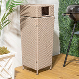 Frostbloom Modern 24.13-Gallon All-Weather Wicker/Metal Lidded Hideaway Outdoor Trash Can