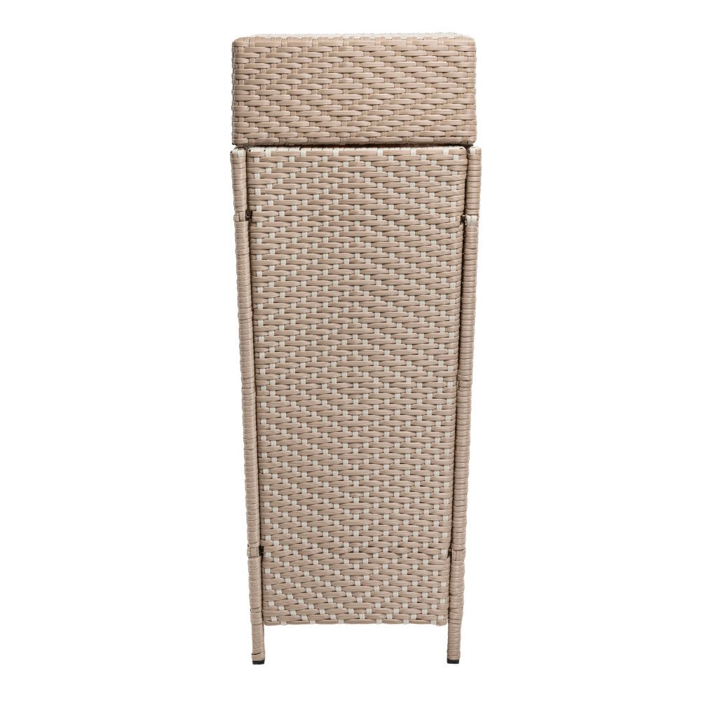 Frostbloom Modern 24.13-Gallon All-Weather Wicker/Metal Lidded Hideaway Outdoor Trash Can