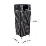 Frostbloom Modern 24.13-Gallon All-Weather Wicker/Metal Lidded Hideaway Outdoor Trash Can