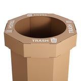 Wave 25-Gallon Traditional Classic Disposable Corrugated Cardboard Event Trash Can and Recycling Bin