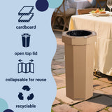 Wave 25-Gallon Traditional Classic Disposable Corrugated Cardboard Event Trash Can and Recycling Bin