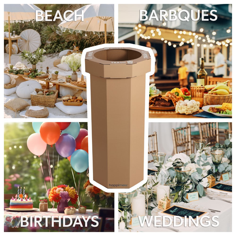 Wave 25-Gallon Traditional Classic Disposable Corrugated Cardboard Event Trash Can and Recycling Bin