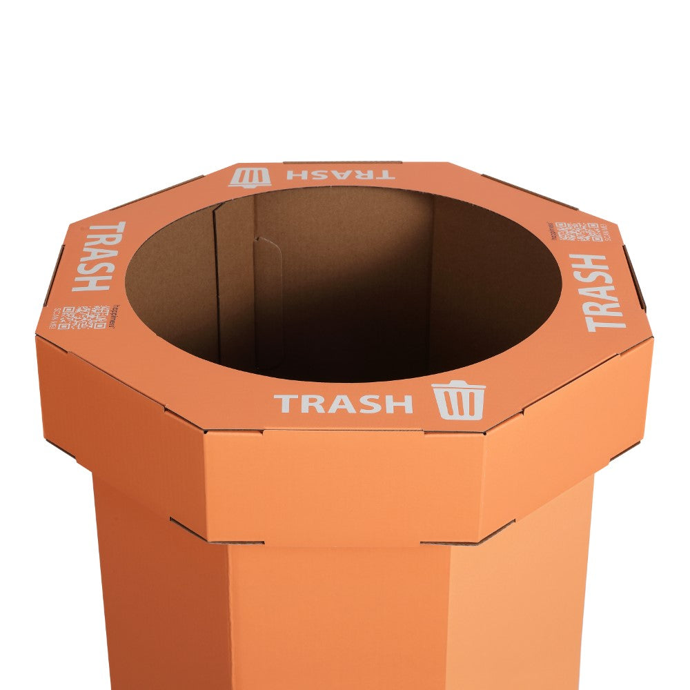 Wave 25-Gallon Traditional Classic Disposable Corrugated Cardboard Event Trash Can and Recycling Bin