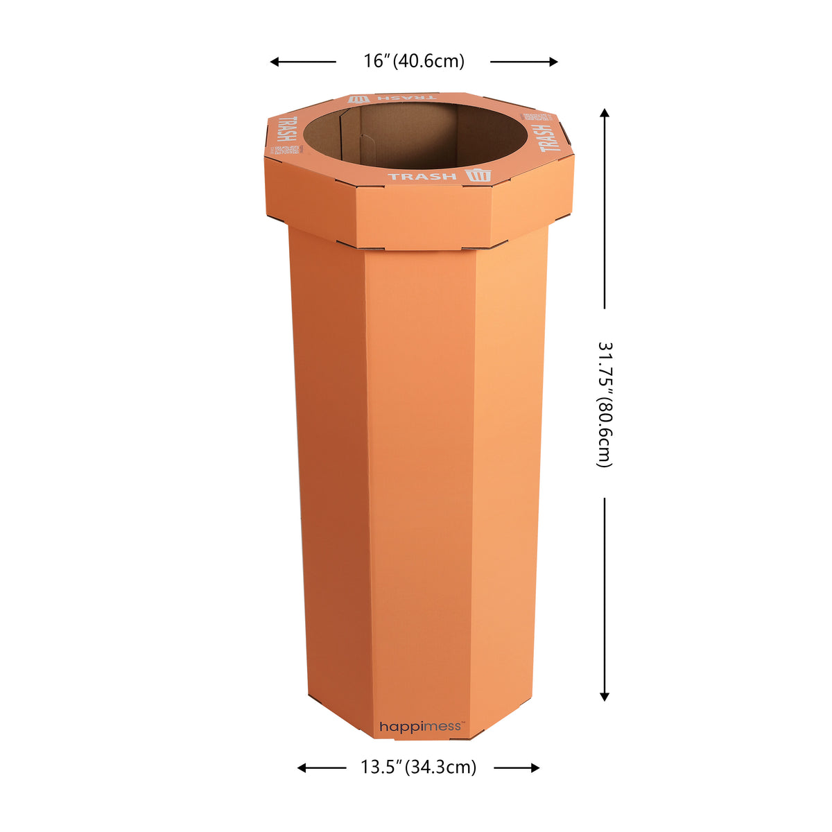 Wave 25-Gallon Traditional Classic Disposable Corrugated Cardboard Event Trash Can and Recycling Bin