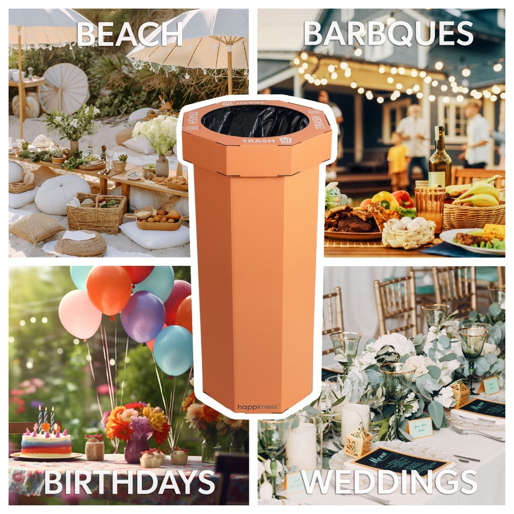Wave 25-Gallon Traditional Classic Disposable Corrugated Cardboard Event Trash Can and Recycling Bin
