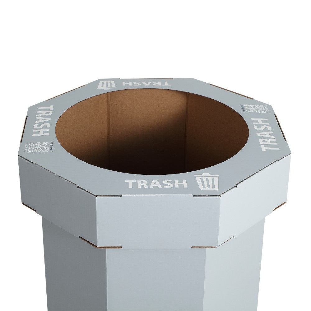 Wave 25-Gallon Traditional Classic Disposable Corrugated Cardboard Event Trash Can and Recycling Bin