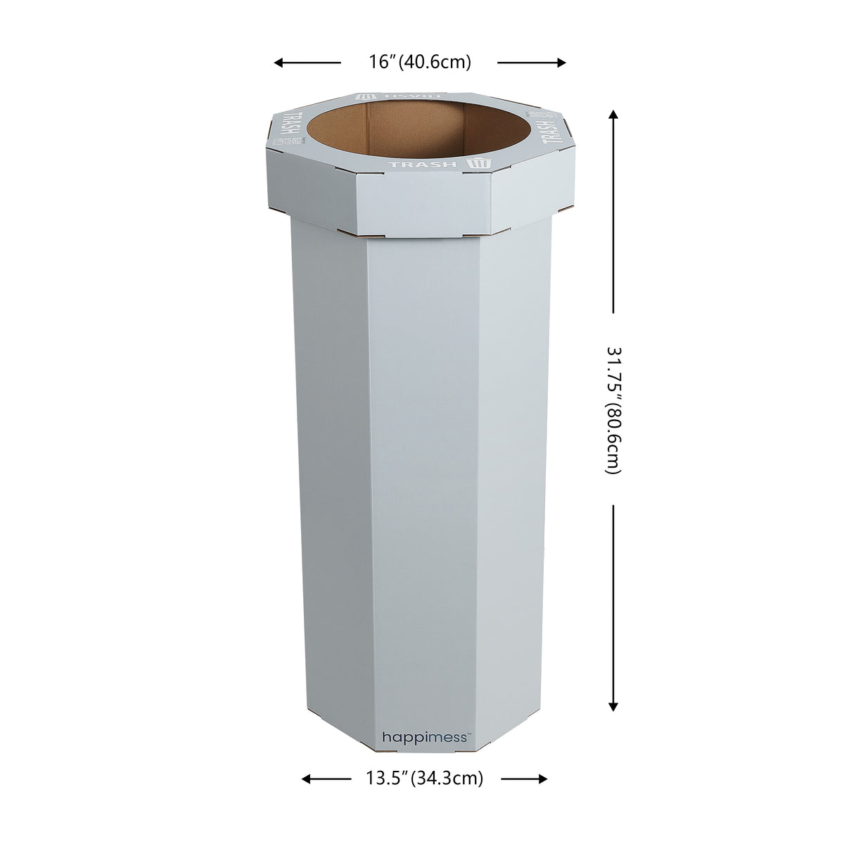 Wave 25-Gallon Traditional Classic Disposable Corrugated Cardboard Event Trash Can and Recycling Bin