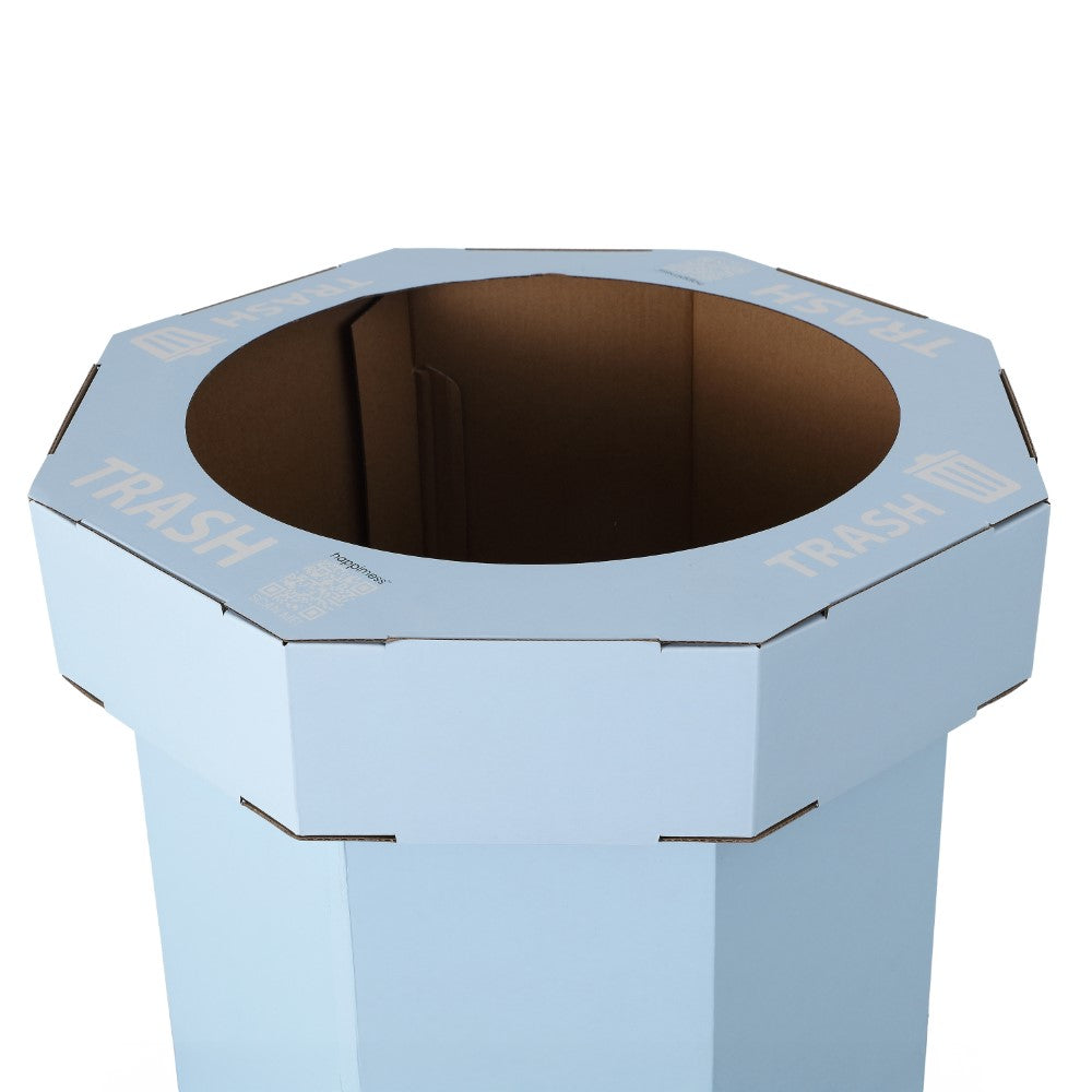 Wave 25-Gallon Traditional Classic Disposable Corrugated Cardboard Event Trash Can and Recycling Bin