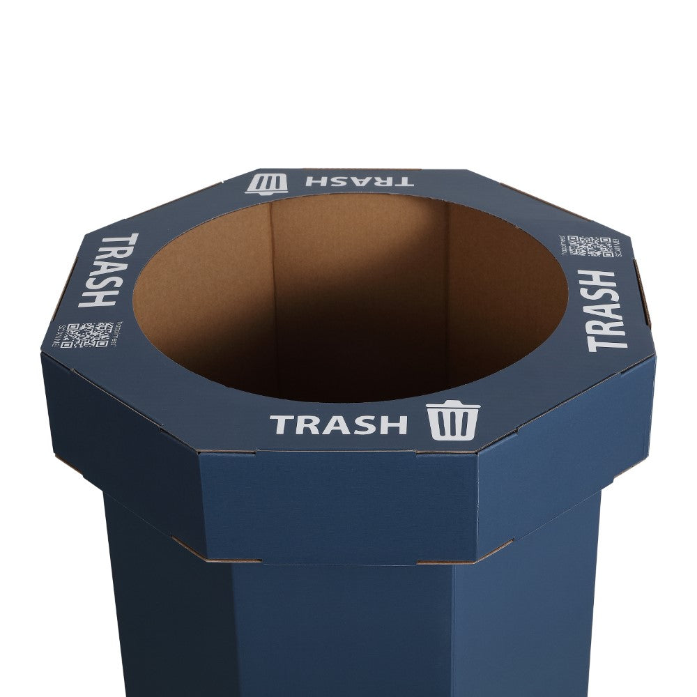 Wave 25-Gallon Traditional Classic Disposable Corrugated Cardboard Event Trash Can and Recycling Bin