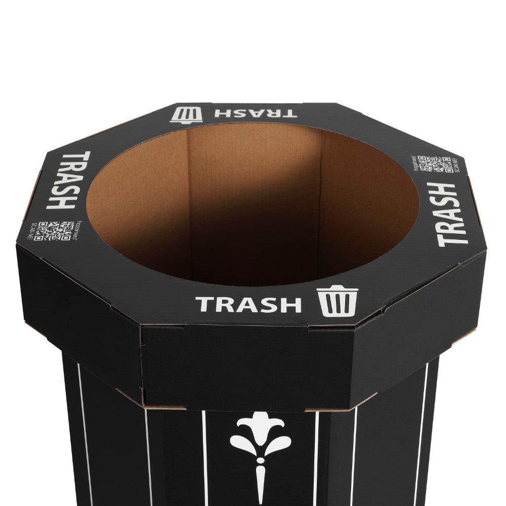 Wave 25-Gallon Traditional Classic Disposable Corrugated Cardboard Event Trash Can and Recycling Bin