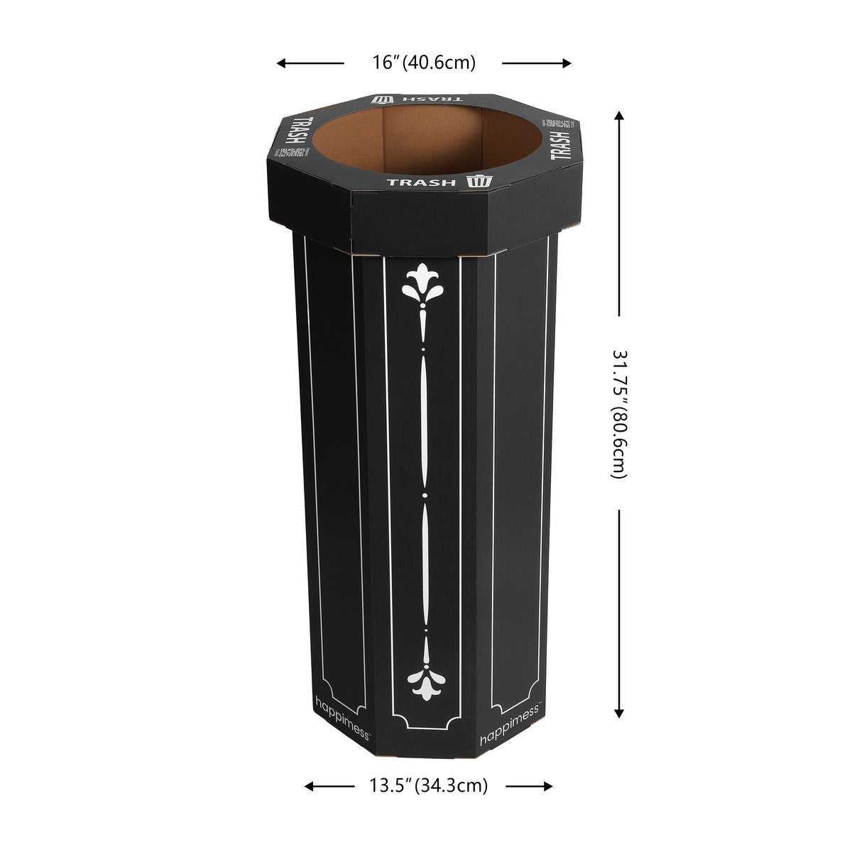 Wave 25-Gallon Traditional Classic Disposable Corrugated Cardboard Event Trash Can and Recycling Bin