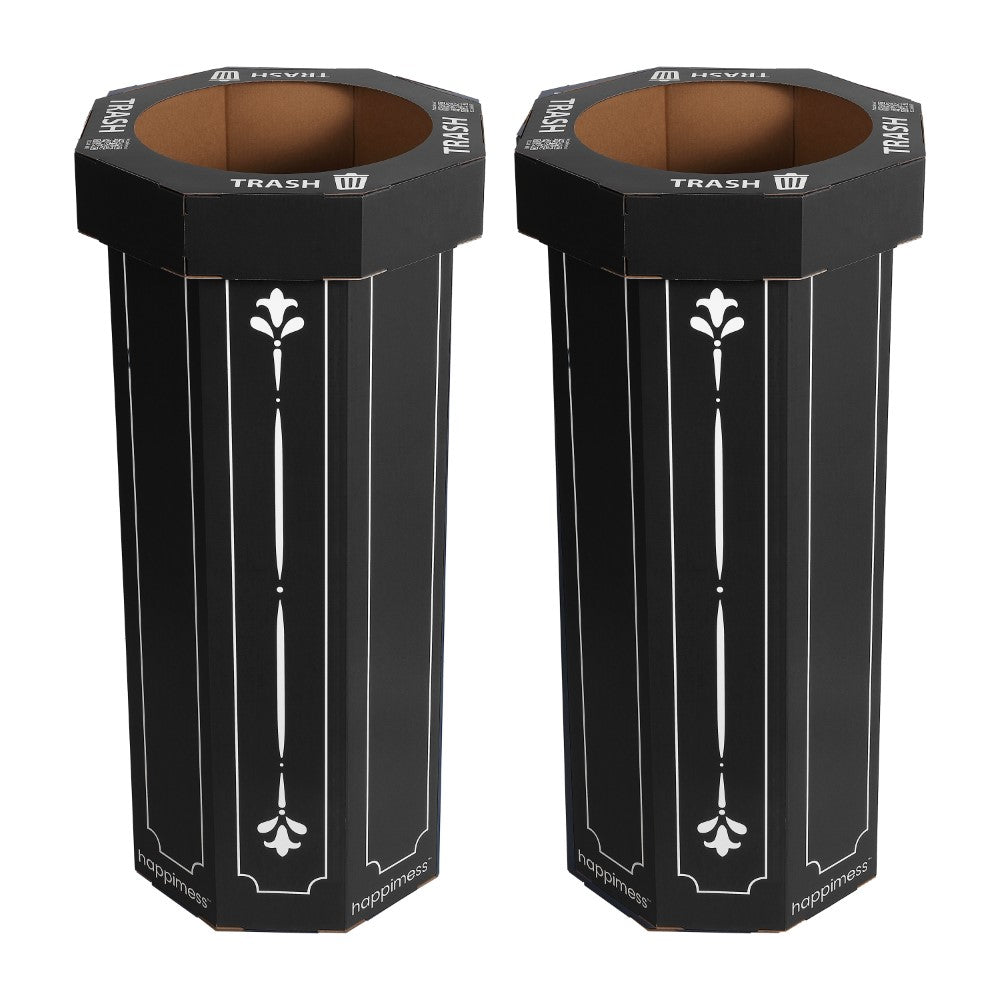 Wave 25-Gallon Traditional Classic Disposable Corrugated Cardboard Event Trash Can and Recycling Bin