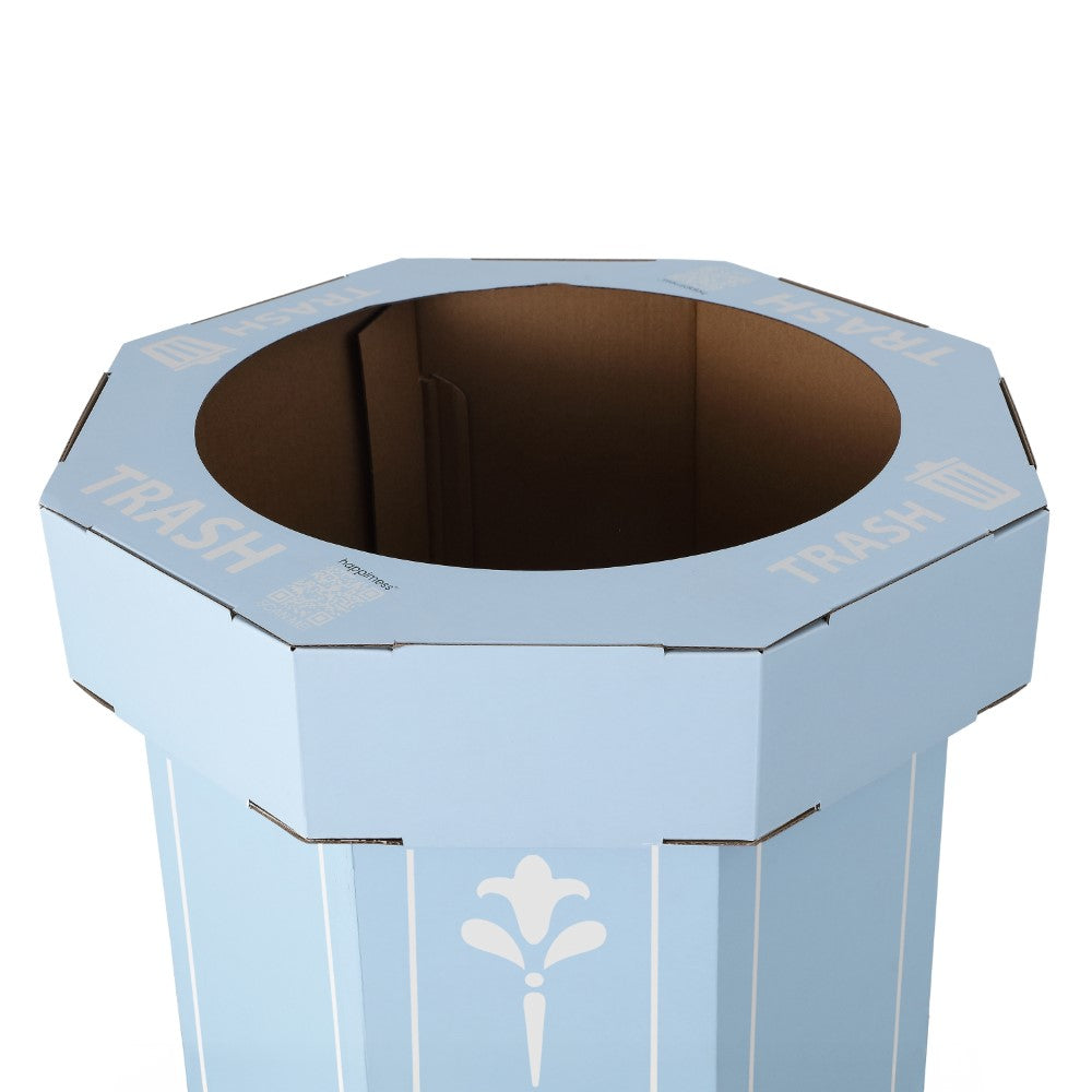 Wave 25-Gallon Traditional Classic Disposable Corrugated Cardboard Event Trash Can and Recycling Bin