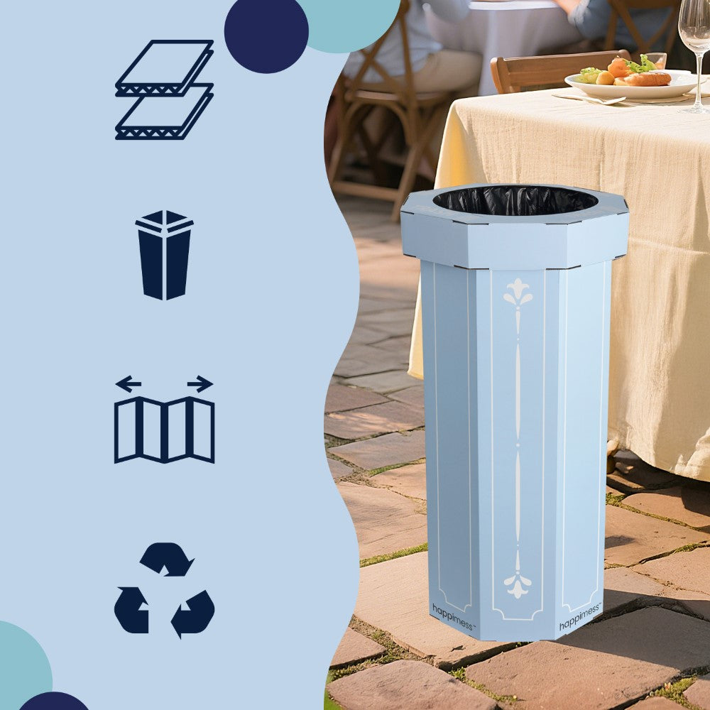 Wave 25-Gallon Traditional Classic Disposable Corrugated Cardboard Event Trash Can and Recycling Bin
