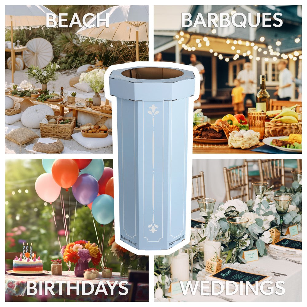 Wave 25-Gallon Traditional Classic Disposable Corrugated Cardboard Event Trash Can and Recycling Bin