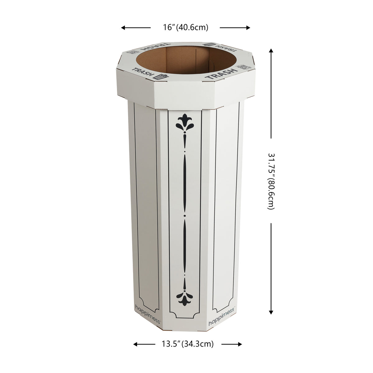 Wave 25-Gallon Traditional Classic Disposable Corrugated Cardboard Event Trash Can and Recycling Bin