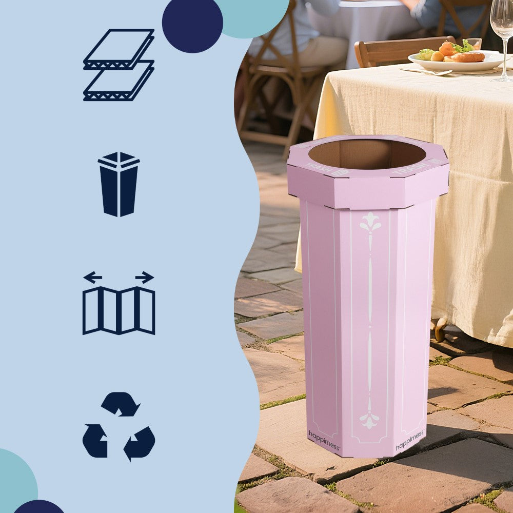 Wave 25-Gallon Traditional Classic Disposable Corrugated Cardboard Event Trash Can and Recycling Bin