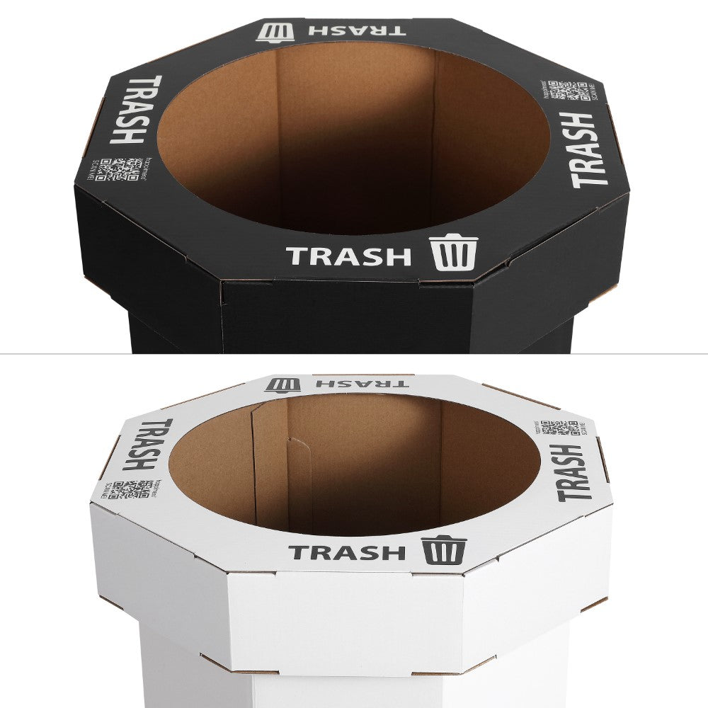 Wave 25-Gallon Traditional Classic Disposable Corrugated Cardboard Event Trash Can and Recycling Bin