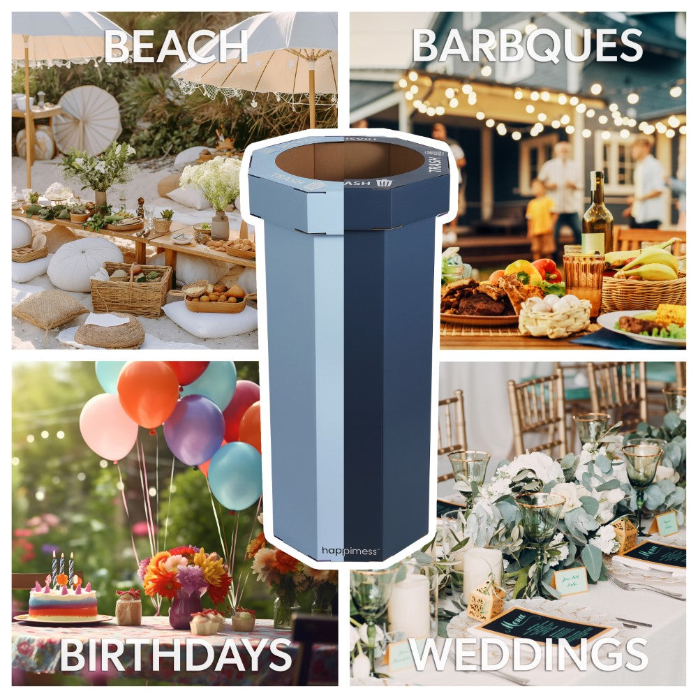 Wave 25-Gallon Traditional Classic Disposable Corrugated Cardboard Event Trash Can and Recycling Bin