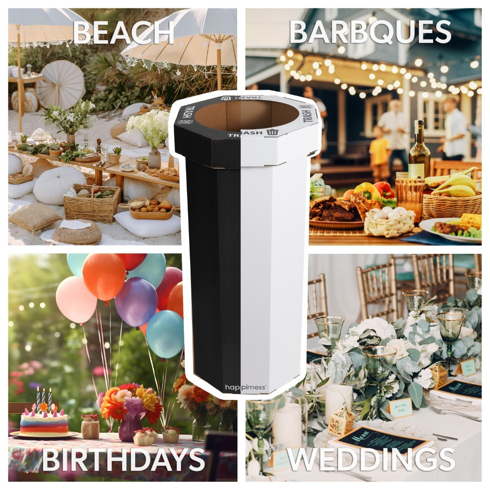 Wave 25-Gallon Traditional Classic Disposable Corrugated Cardboard Event Trash Can and Recycling Bin