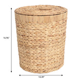 Timbera Coastal Bohemian Handwoven Water Hyacinth 5.7-Gallon Tapered Round Wicker Watebasket with Lid