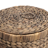 Timbera Coastal Bohemian Handwoven Water Hyacinth 5.7-Gallon Tapered Round Wicker Watebasket with Lid